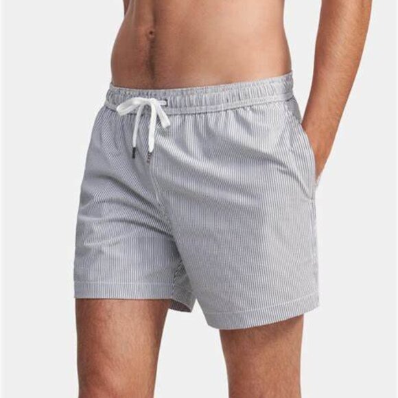 NWT Onia x Theory Men's Gray Seersucker Alek 5" Adjust Swim Shorts size M $145